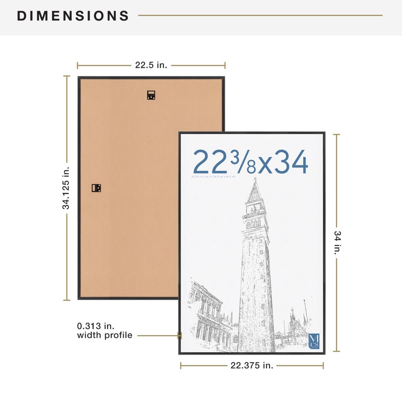 MCS Original Poster Frame 22.375x34 Black Lightweight Vertical & Horizontal Wall Hanging Large Picture Frame for Posters, Art Prints & Gallery Wall (2-Pack) - Image 4